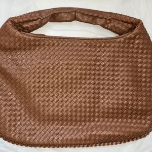 Chic Brown Woven Hobo Bag